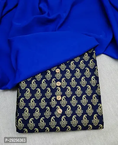 Elegant Navy Blue Banarasi Silk Jacquard Suit Dress Material without Dupatta For Women