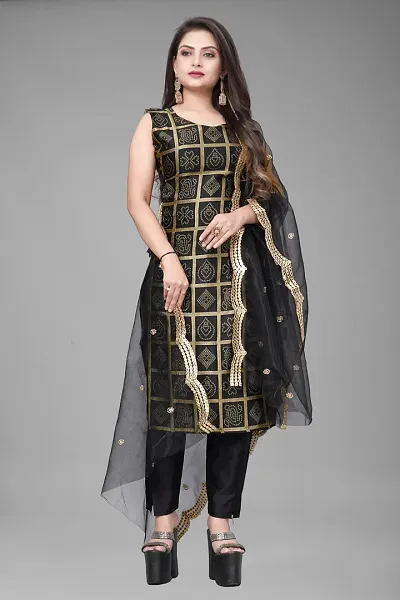 Elegant Jacquard Woven Design Dress Material with Dupatta