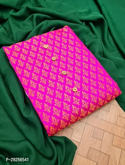 Elegant Pink Banarasi Silk Jacquard Suit Dress Material without Dupatta For Women