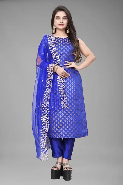 Elegant Jacquard Jacquard Weave Dress Material With Dupatta For Women