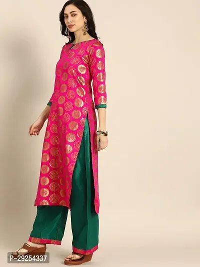 Elegant Pink Banarasi Silk Jacquard Suit Dress Material without Dupatta For Women-thumb0