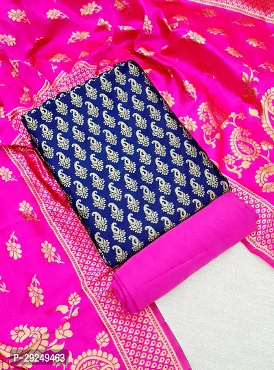 Elegant Banarasi Silk Jacquard Dress Material with Dupatta For Women