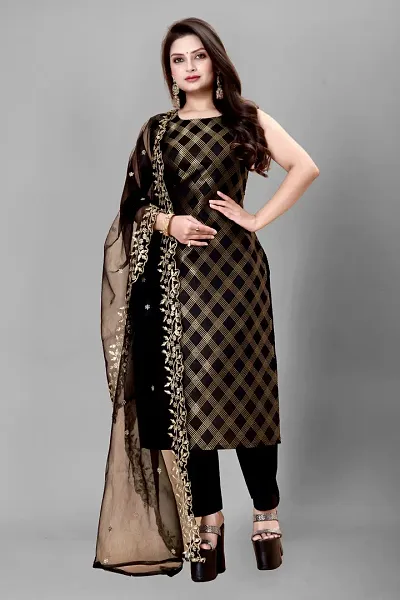 Stylish Banarasi Silk Jacquard Unstitched Suit