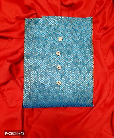 Elegant Blue Banarasi Silk Jacquard Suit Dress Material without Dupatta For Women