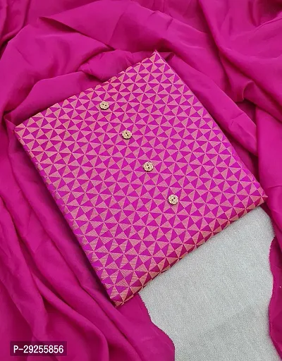 Elegant Pink Banarasi Silk Jacquard Suit Dress Material without Dupatta For Women-thumb0