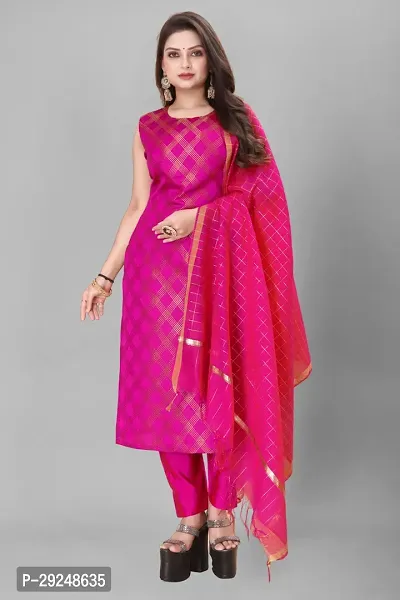 Elegant Banarasi Silk Jacquard Dress Material with Dupatta For Women