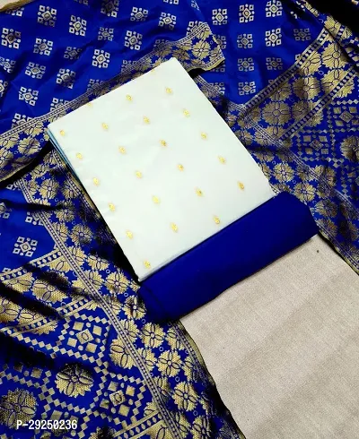 Elegant Banarasi Silk Jacquard Dress Material with Dupatta For Women