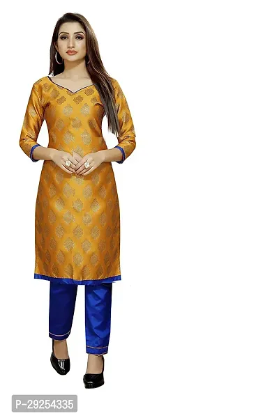 Elegant Yellow Banarasi Silk Jacquard Suit Dress Material without Dupatta For Women-thumb0