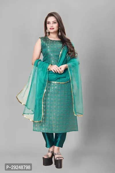 Elegant Banarasi Silk Jacquard Dress Material with Dupatta For Women