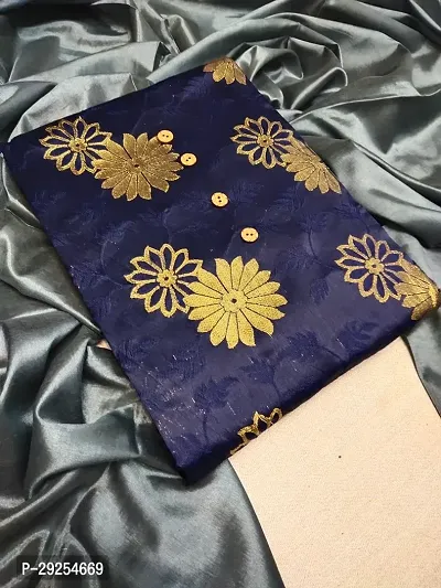 Elegant Navy Blue Banarasi Silk Jacquard Suit Dress Material without Dupatta For Women