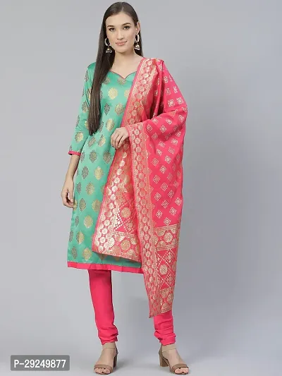 Elegant Banarasi Silk Jacquard Dress Material with Dupatta For Women