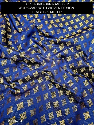 Elegant Navy Blue Banarasi Silk Jacquard Suit Dress Material without Dupatta For Women-thumb2