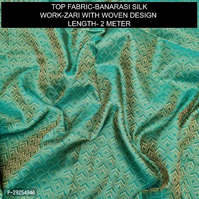 Elegant Green Banarasi Silk Jacquard Suit Dress Material without Dupatta For Women-thumb2