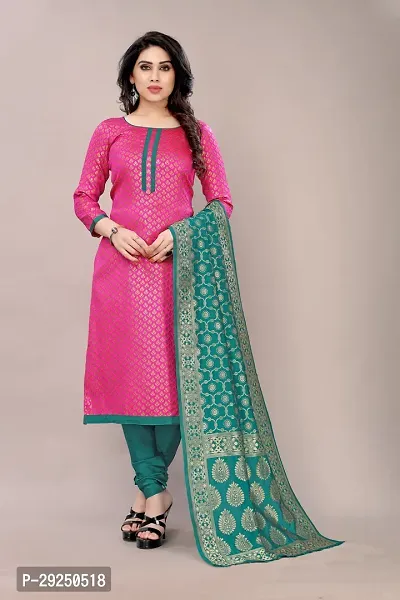 Elegant Banarasi Silk Jacquard Dress Material with Dupatta For Women