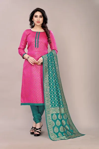 Fashionable Printed Jacquard Weave Banarasi Silk Suits