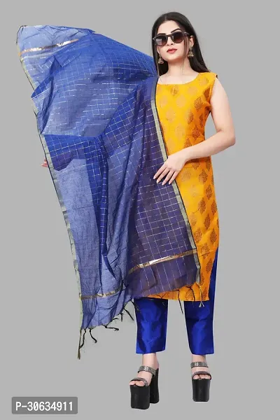 Elegant Yellow Banarasi Silk Jacquard Weave Dress Material with Dupatta For Women