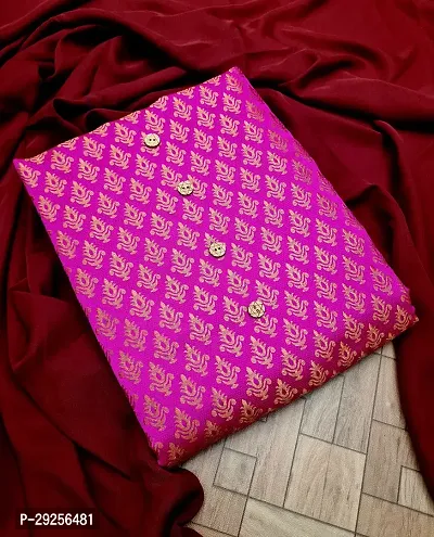 Elegant Pink Banarasi Silk Jacquard Suit Dress Material without Dupatta For Women