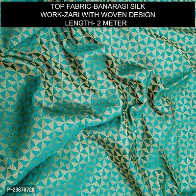 Elegant Teal Banarasi Silk Jacquard Weave Dress Material with Dupatta For Women-thumb2