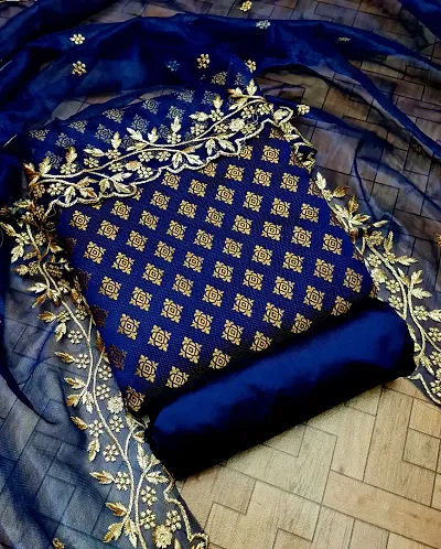 Elegant Jacquard Jacquard Weave Dress Material With Dupatta For Women