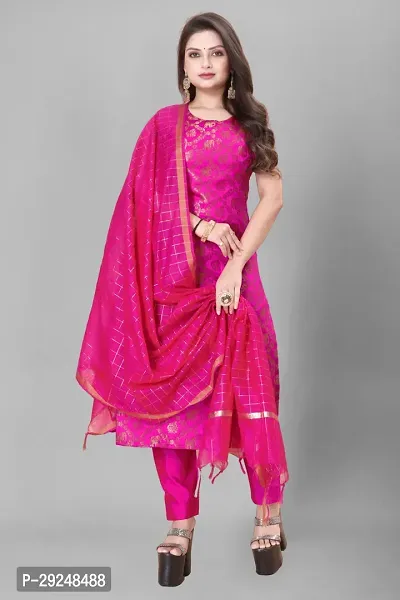 Elegant Banarasi Silk Jacquard Dress Material with Dupatta For Women