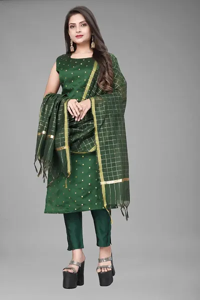 Elegant Jacquard Jacquard Weave Dress Material With Dupatta For Women