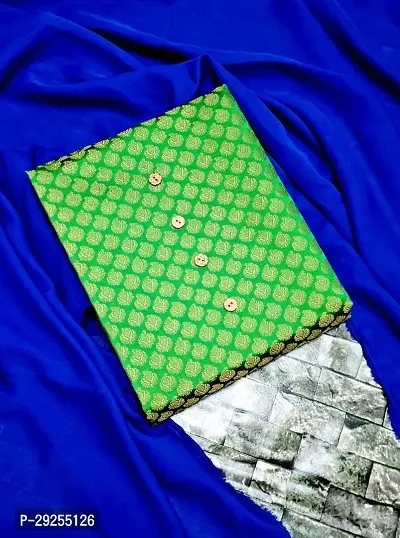 Elegant Green Banarasi Silk Jacquard Suit Dress Material without Dupatta For Women