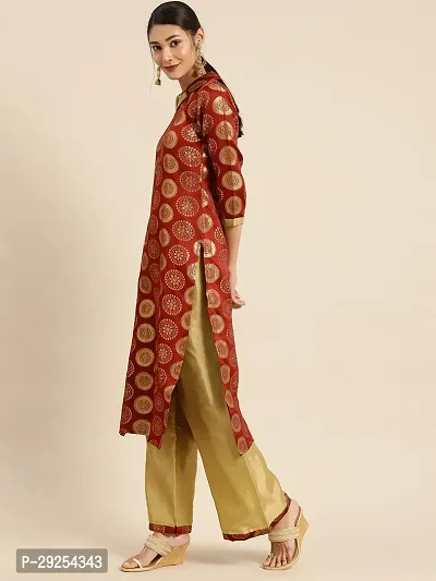 Elegant Red Banarasi Silk Jacquard Suit Dress Material without Dupatta For Women