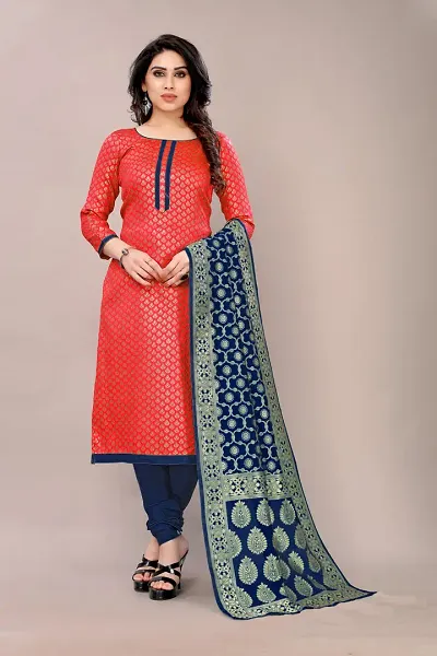 Trendy Womens Banarasi Silk Dress Material With Dupatta