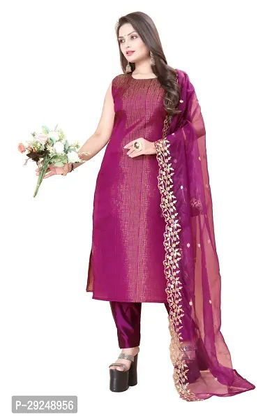 Elegant Banarasi Silk Jacquard Dress Material with Dupatta For Women-thumb0