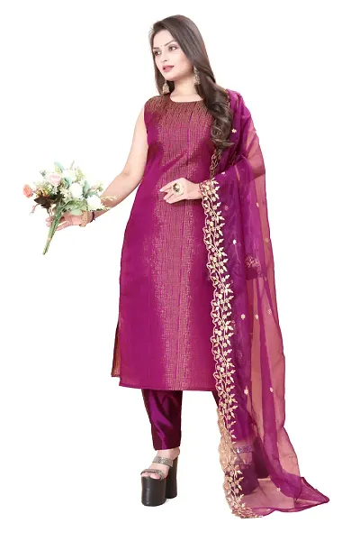 Elegant Banarasi Silk Jacquard Weave Dress Material with Dupatta For Women