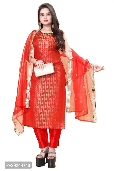 Elegant Banarasi Silk Jacquard Dress Material with Dupatta For Women