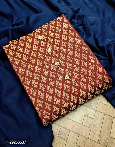 Elegant Maroon Banarasi Silk Jacquard Suit Dress Material without Dupatta For Women