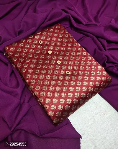 Elegant Maroon Banarasi Silk Jacquard Suit Dress Material without Dupatta For Women