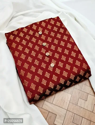 Elegant Maroon Banarasi Silk Jacquard Suit Dress Material without Dupatta For Women