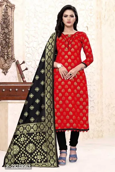 Elegant Banarasi Silk Jacquard Dress Material with Dupatta For Women-thumb0