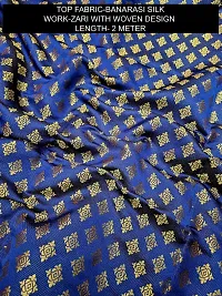 Elegant Navy Blue Banarasi Silk Jacquard Suit Dress Material without Dupatta For Women-thumb1