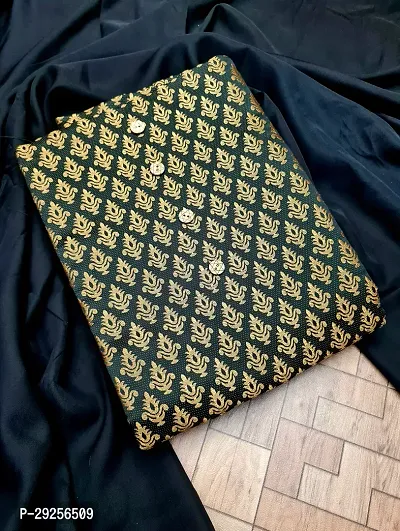 Elegant Black Banarasi Silk Jacquard Suit Dress Material without Dupatta For Women