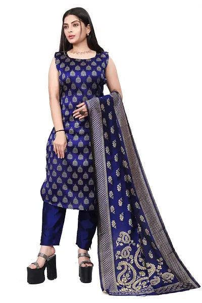 Elegant Banarasi Silk Jacquard Weave Dress Material with Dupatta For Women