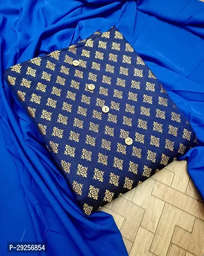 Elegant Navy Blue Banarasi Silk Jacquard Suit Dress Material without Dupatta For Women