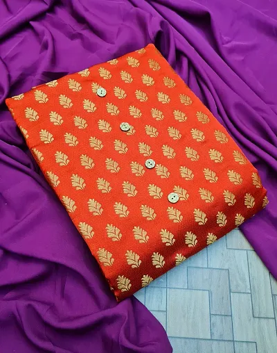 Banarasi Silk Jacquard Unstitched Dress Material without Dupatta