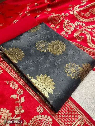 Elegant Banarasi Silk Jacquard Dress Material with Dupatta For Women