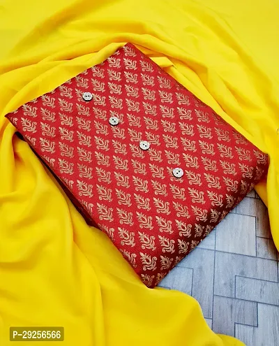 Elegant Red Banarasi Silk Jacquard Suit Dress Material without Dupatta For Women