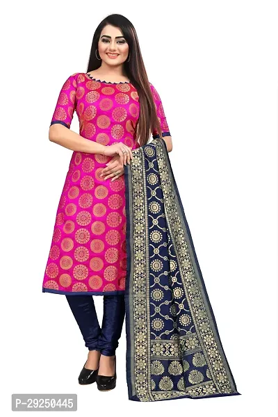 Elegant Banarasi Silk Jacquard Dress Material with Dupatta For Women-thumb0