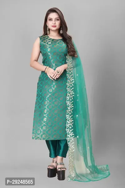 Elegant Banarasi Silk Jacquard Dress Material with Dupatta For Women