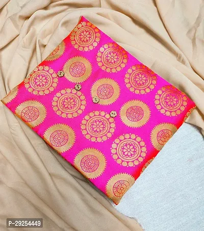 Elegant Pink Banarasi Silk Jacquard Suit Dress Material without Dupatta For Women