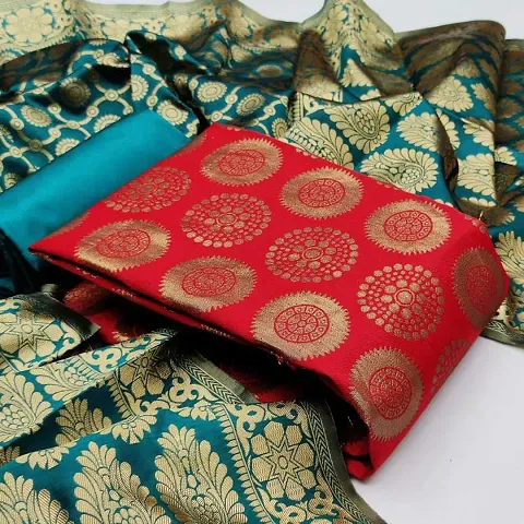 Trendy Women's Cotton Jacquard Dress Material with Dupatta