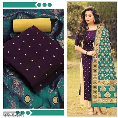 Elegant Banarasi Silk Jacquard Dress Material with Dupatta For Women