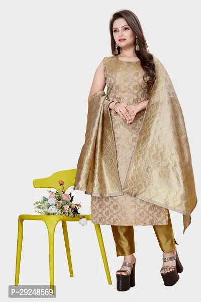 Elegant Banarasi Silk Jacquard Dress Material with Dupatta For Women