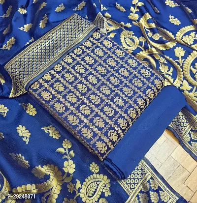 Elegant Banarasi Silk Jacquard Dress Material with Dupatta For Women-thumb0