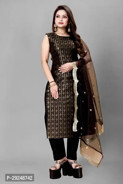 Elegant Banarasi Silk Jacquard Dress Material with Dupatta For Women-thumb0